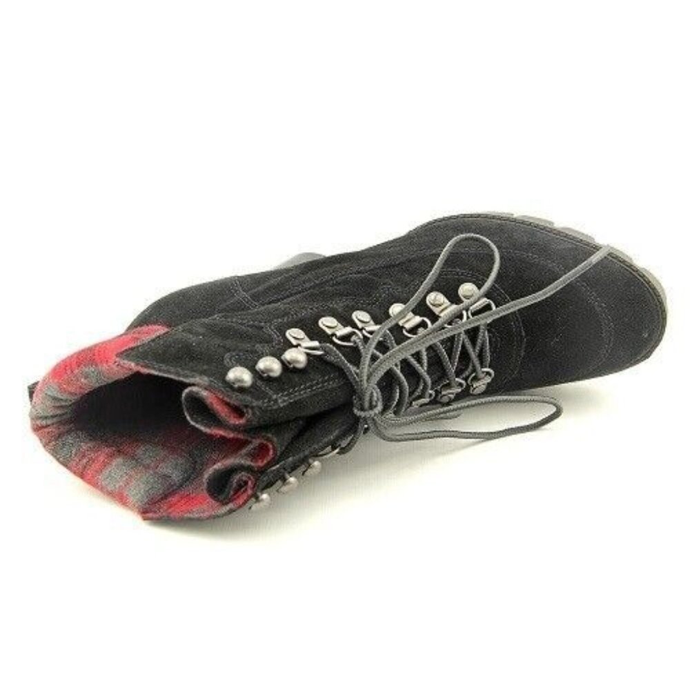 Nine West Boots Suede Black & Red Plaid Women's Size 8 M US New In Box - Picture 4 of 7